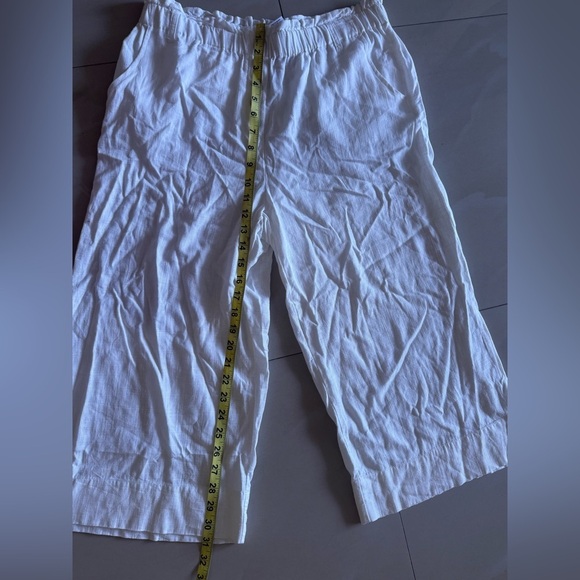 Ruby Rd Capri Pants M Ivory Elastic Waist Pockets Cottage Core Beachy Casual - Picture 13 of 15